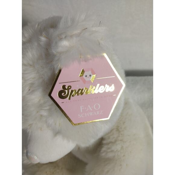 FAO Schwarz Sparklers Teddy Bear 10 Inch, Soft Plush, White NWT - Picture 6 of 7